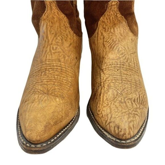 Dan Post Women's 6M Tan Leather Suede Pull On Western Cowboy Boots P2131 - Picture 5 of 10